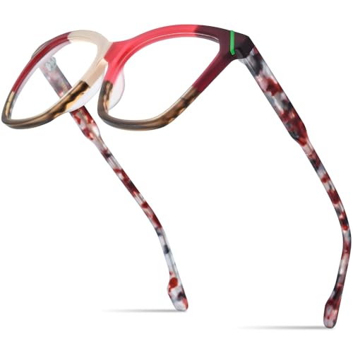 Image of HEPIDEM Multicolor Acetate Glasses Frame Women,Oversize Round Optical Eyeglasses 9345