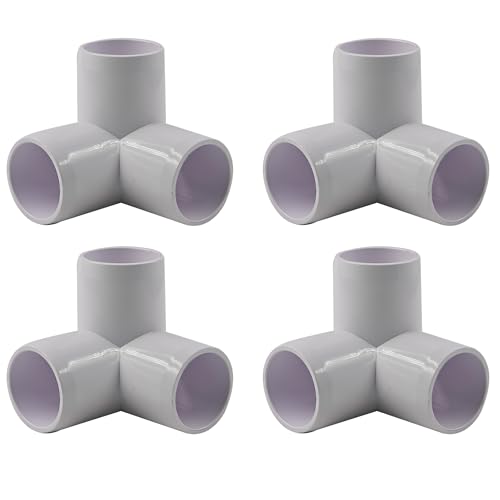 PDETVEO 4PCS 1' PVC Elbow Pipe Fittings, 3-Way Elbow Connectors, Heavy-Duty Pipe Joints for DIY Projects, Garden Structure, Sprinkler, Drip Irrigation System (White)