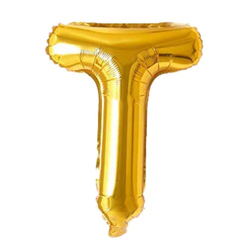 LADAKPAN Alphabet A-Z and Numbers 0-9 foil Balloons in Gold/Silver Color for Name/Phrase customization,Birthday,Anniversary,Engagement,Baby Shower,Christmas or Theme Party Decoration (T, GOLD)