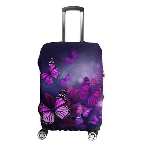 Carry on Luggage Cover Purple Butterflies Suitcase Covers for Luggages Tsa Approved Travel Luggage Sleeve Protector Elastic Suitcase Protector Anti-Scratch Washable Fits 19-30 Inch Case -L