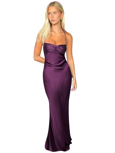 Ywwaaq Satin Long Prom Dress 2026 Sequin Halter Mermaid Sparkly Spaghetti Strap Formal Evening Gown...
