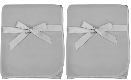 Image of American Baby Company Fleece Blanket (30 inch x 30 inch) with Silk-Like Satin Trim, Soft, Warm & Cozy, Gray, for Boys and Girls, Perfect for Baby Carrier, Stroller, Travel and Gifting (Pack of 2)