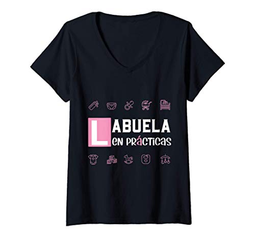 Mujer Abuela en Prácticas Abuelos Primerizos Futura Embarazo 2021 Camiseta Cuello V