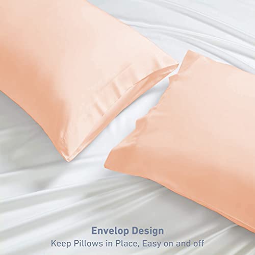 Image of Premium Standard Size Brushed Microfiber (18 inch x 28 inch Inches /46cm x 71cm) Pillow Covers - Set of 2|Peach