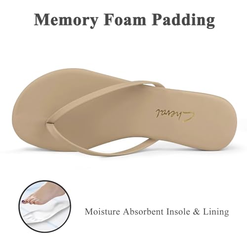 Image of Cheval Flat Leather Flip Flops for Women, Comfortable Dressy Thong Sandals 2026 Summer and Spring Vacation Essentials, Chanclas Para Mujer
