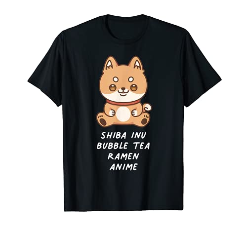 Shiba Inu Bubble Tea Ramen Anime Japanese Kawaii Dog Owner T-Shirt, Black