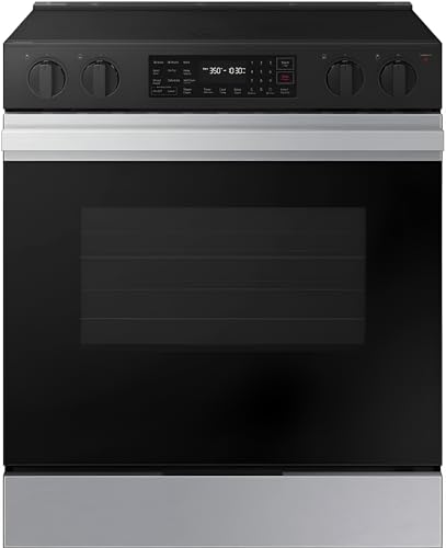 Image of Samsung NSE6DG8300SR Slide-In Electric Smart Range – 5 Elements, 6.3 Cu. Ft. Convection Oven, Warming Drawer, Air Fry, Self & Steam Clean, ADA Compliant, Stainless Steel
