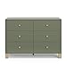 Storkcraft California 6-Drawer Double Dresser (Olive with Driftwood) - GREENGUARD Gold Certified, Interlocking Drawer System, Dresser Drawer Organizer for Kids Bedroom