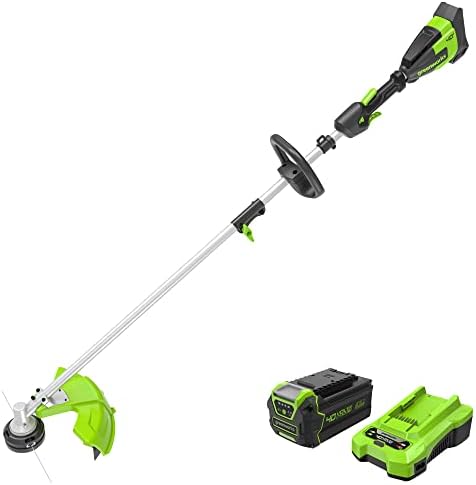 best battery operated weed wacker that will change your gardening game 6 Greenworks 40V 16" Brushless Cordless String Trimmer (Attachment Capable - Gen 2), 4.0Ah Battery and Charger Included