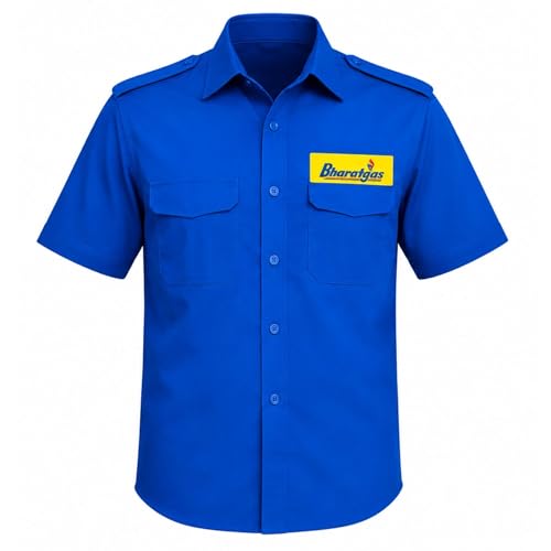Image of Pragati Textile Men's Uniform of Bharatgas, Blue in Color