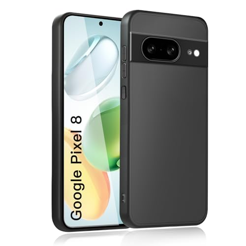 wsiiroon Hülle für Google Pixel 8 Handyhülle Upgraded Kameraschutz Stoßfest Kratzfest Anti-Fingerabdruck Anti-Rutsch Fallschutz Schutzhülle Unterstützt kabelloses Laden für Pixel 8 Case (Schwarz)