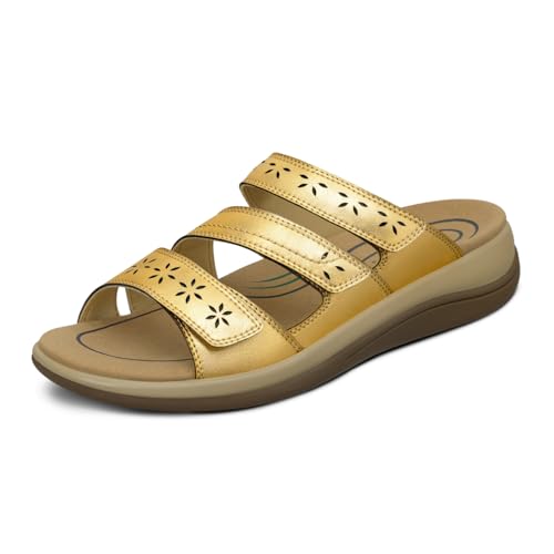 Image of Orthofeet Women's Orthopedic Sahara Adjustable Three-Strap Slide Sandal