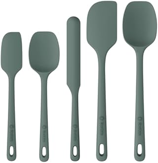 5 Pieces Silicone Spatula Set, Food Grade Rubber Spatula, Upgrade Strong Handle with Ergonomic Grip, Heat Resistant Up to 600°F for Nonstick Cookware, Cooking Dried Thyme