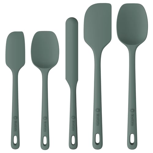 5 Pieces Silicone Spatula Set, Food Grade Rubber Spatula, Upgrade Strong Handle with Ergonomic Grip, Heat Resistant Up to 600°F for Nonstick Cookware, Cooking Dried Thyme