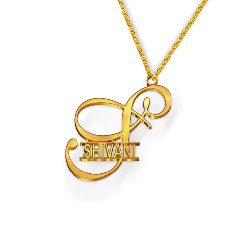 Image of Shivani Cursive Gold & Silver Name Pendant Necklace, Best Jewelry Gift for Girls.