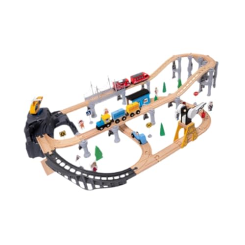 ＡＷＨＡＯ Juego de Tren Modelo para Niños Pequeños, Juguete de Construcción de Madera para Montar DIY