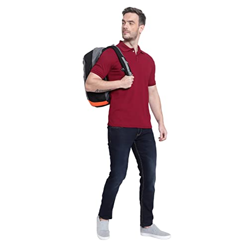 Image of Men's Poly Cotton-Matty Tshirt with Regular Fit Solid Pattern Half Sleeve Standard Length and Button Down Closure|Men's T-Shirts