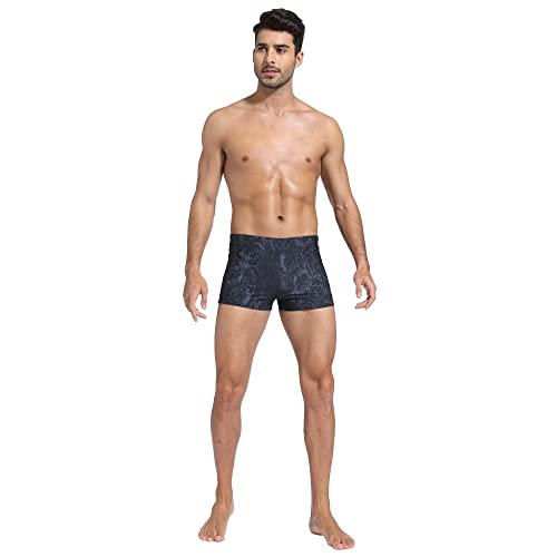 K898 Men’s Swim Jammers Square Leg Swimming Suits Men Athletic Swimwear With Drawstring And Lining Swimsuit Jammer(Black Snake L) #TOP6