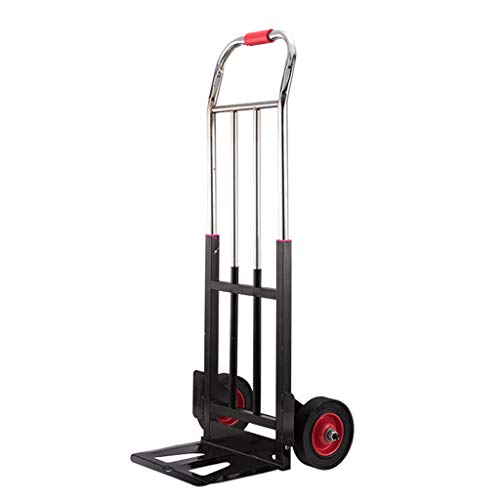 ZZQ Faltwagen Multifunktionsstahlrohr tragbarer Einkaufswagenwagen Schwerer LKW-Anhänger Gepäck für Hauptlager im Freien, das Sich schwarz bewegt