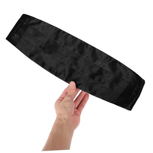 Men's Satin Cummerbund Set Adjustable Bow Tie and Pocket Square Formal Black Tuxedo Accessories for Weddings and Events3