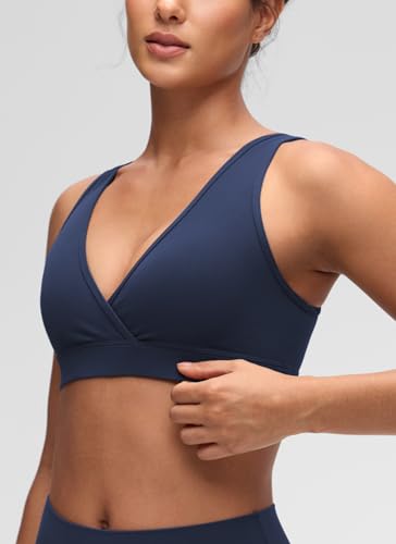 Image of CRZ YOGA Maternity V Neck Nursing Bras | Butterluxe, Doubled Lined, Light Support, Non Padded, Yoga, Extremely Soft, U Back, Wide Straps, Pregnancy and Postpartum