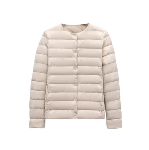 Plumas Ligeros Mujer Plumifero Ultraligero Mujer Plumífero Ligero Mujer Chaqueta Acolchada Plumon Ligera Plumiferos Ultraligero Mujer Abrigo Acolchado Mujer Puffer Jacket Abrigo Plumas Mujer Beige XL