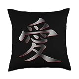 Love Written in Kanji, Chinese, Cantonese, Japanese Script Throw Pillow