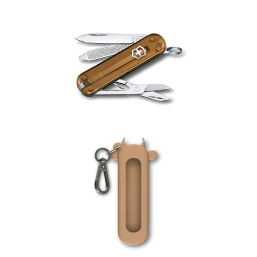 【セット買い】VICTORINOX(ビクトリノックス) クラシック SD クラシックカラーズ Chocolate Fudge ナイフ+シリコンケース スイス・アーミーナイフ 多機能 ナイフ 防災グッズ アウトドア キャンプ はさみ マイナスドライバー付き