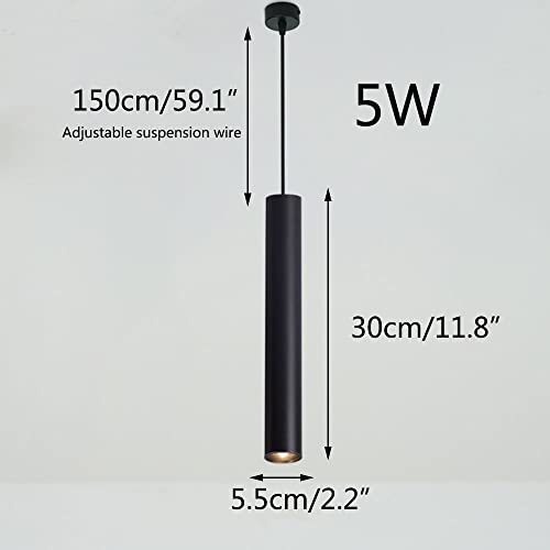 Long Tube Pendant Light Black 5W Led Hanging Lamp Indoor Suspension Ceiling Fixture Aluminum Housing Downlight Anti-Rust Cylinder Lantern Restaurant Bar Droplight #TOP1