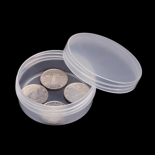 Image of 12 Pack 1.69 oz Clear Storage Box Round Organizer (2.64 x 1.02 inch) with Lid for Earplugs Tiny Bead Dices and Other Craft Accessories