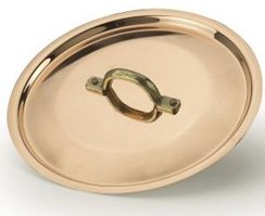 Coperchio Pentole Agnelli Rame Liscio Stagnato a Mano Coperchio con Ponticello in Ottone, Rame, 16 cm