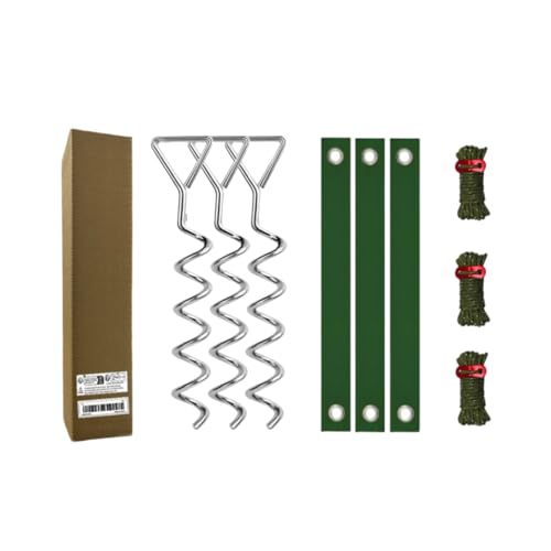 CatMin螺旋地? 木固定セット 強風対策丈夫な金属製 40cm 大型 庭木支柱・キャンプテント・バウンサー固定用 耐腐食屋外設置簡単 園芸・キャンピング用品 (40 cmシルバースクリュー地釘重木9 PCS固定セット(軍緑色))