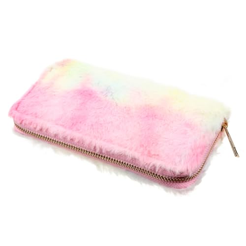 LIFKOME Lady Purse Women's Fashionable Zippered Plush Wallet Rfid-protected Portable Purse for Women