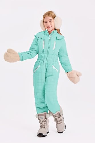 Image of Haloumoning Kid Snowsuit Girls Hooded Waterproof Insulated Ski Suit