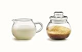 Milchkännchen mit Henkel: Gesamthöhe: 8 cm Durchmesser 13 cm Farbe: klar