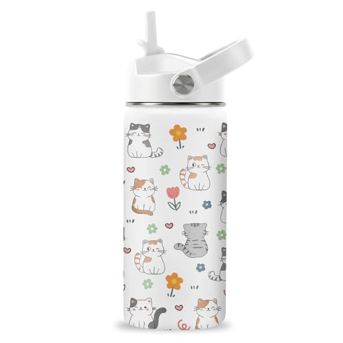 Cat Water Bottle with Straw Lid, 16oz Insulated Tumbler