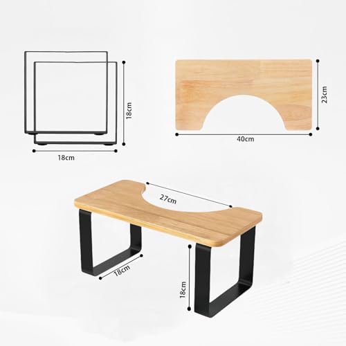 BRAVECOW Toilettenhocker Erwachsene,Metall mit Holz-toilettenstuhl,Klappbarer Badhocker, Kackhocker Toilette,Gesunder Tragbarer Toilettenhocker,Anti-Rutsch-Hocker Für Kinder