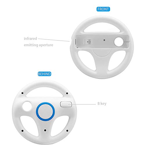 Mario Kart Wii Steering Wheels, ZOTAIN 2 Pack Mario Kart Wii Racing Wheels Compatible with Nintendo Wii, Wii U Racing Games (White X 2)
