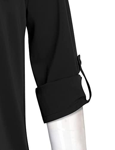 Lotusmile Women's Dressy Lapel Button Down Shirts for Work Office Business Casual Chiffon Blouse Tops4