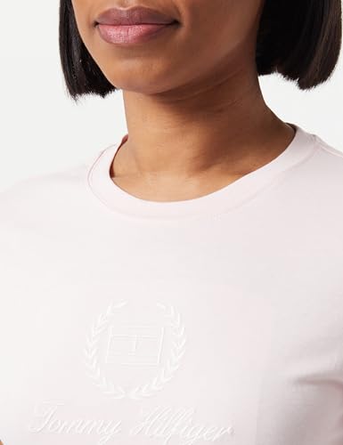 Tommy Hilfiger Damen T-Shirt Kurzarm Slim Flag Tee Rundhalsausschnitt, Rosa (Whimsy Pink), XXS – Ansicht 2