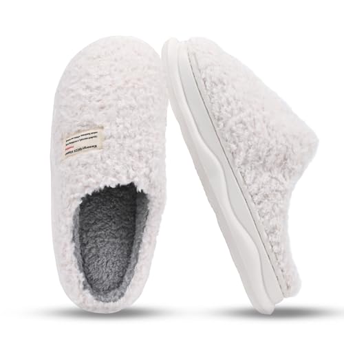 Platform Slippers for Women Men Memory Foam Fuzzy House Slippers