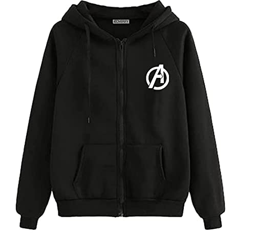 Image of Koverify Printed Black Jacket Cottonblend Black Zipper Hoodie Anime Printed Jacket