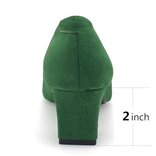 ODORHEISAYO Womens Pointed Toe Pumps Shoes Block Heel Low Chunky Heels, Slip On Closed Toe Heeled Dressy Shoes for Work Dress Office Wedding Party2