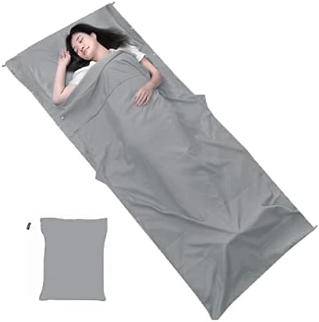 WENTS Sleeping Bag Liner Portable Cotton Durable Super Soft Travel Sheet with Pillow Pockets Prevent Dirty Bedding Collections,Lightweight Sleep Bed Sheet Set Ideal for Camping Hiking(210x70cm)