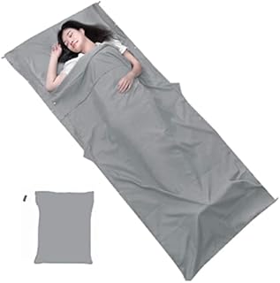 WENTS Sleeping Bag Liner Portable Cotton Durable Super Soft Travel Sheet with Pillow Pockets Prevent Dirty Bedding Collections,Lightweight Sleep Bed Sheet Set Ideal for Camping Hiking(210x70cm)