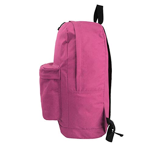 K-Cliffs Basic Backpack Classic Simple School Book Bag Student Daily Daypack 18 Inch (Hot Pink)3