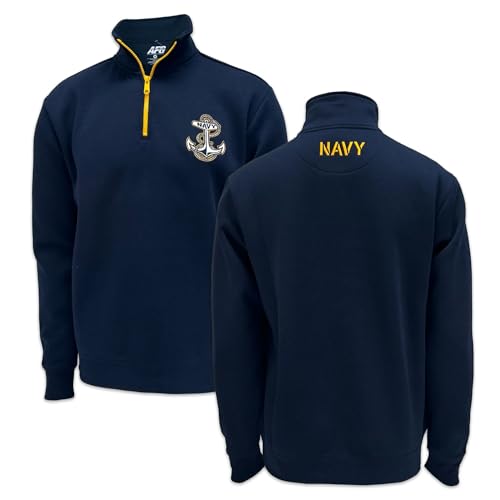 Armed Forces Gear US Navy Anchor Embroidered Fleece Quarter Zip Sweatshirt (Navy)2
