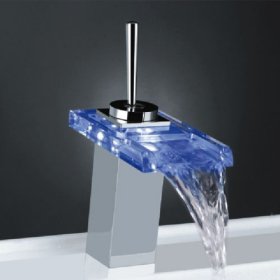 Free Shipping Single Handle Chrome Waterfall Led Bathroom Sink Taps Sale By Red Apple