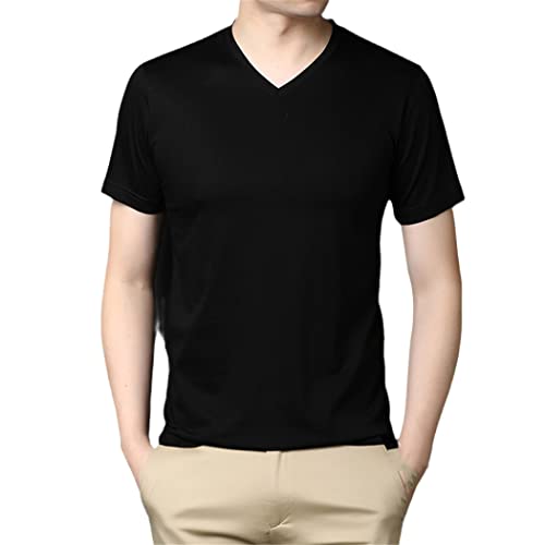 T-shirt d'été homme en coton noir XL YIOLEAMP à manches courtes