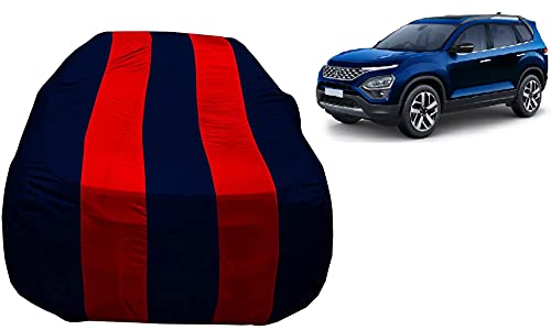 Image of Auto Hub Car Cover Compatible with Tata Safari (Model : 2021-Till Date) with Mirror Pocket,Triple Stitched, Weather Proof, Safari Car Cover- Navy-Red